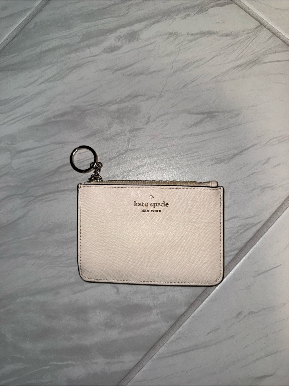 kate spade Cream Leather Card Holder with Key Ring
